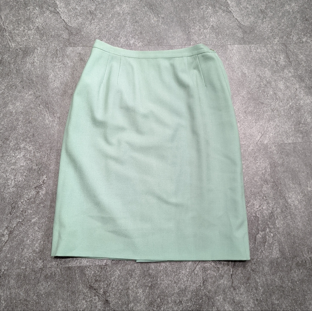 Vintage Color Craft pastel green highwaisted wool blend A line skirt